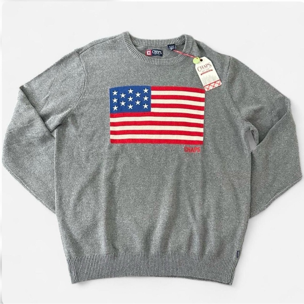 Chaps USA American Flag Knit Sweater XL NWT Americana Team USA Preppy Classic